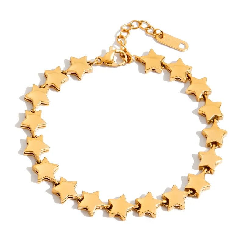 Bracelete Estrelas Delicadas Banhado em Ouro 18K