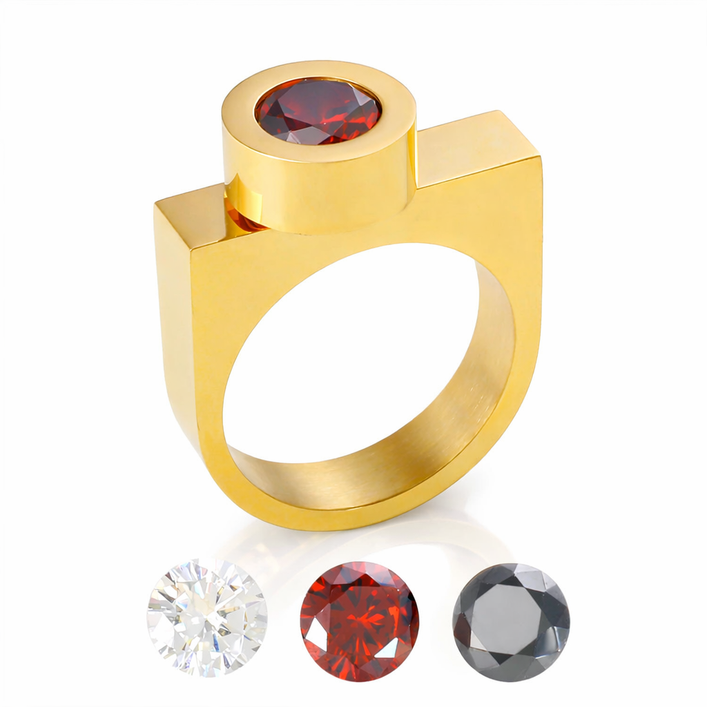 Anel 3 Pedras Élora Banhado a Ouro 18k