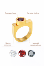 Anel 3 Pedras Élora Banhado a Ouro 18k