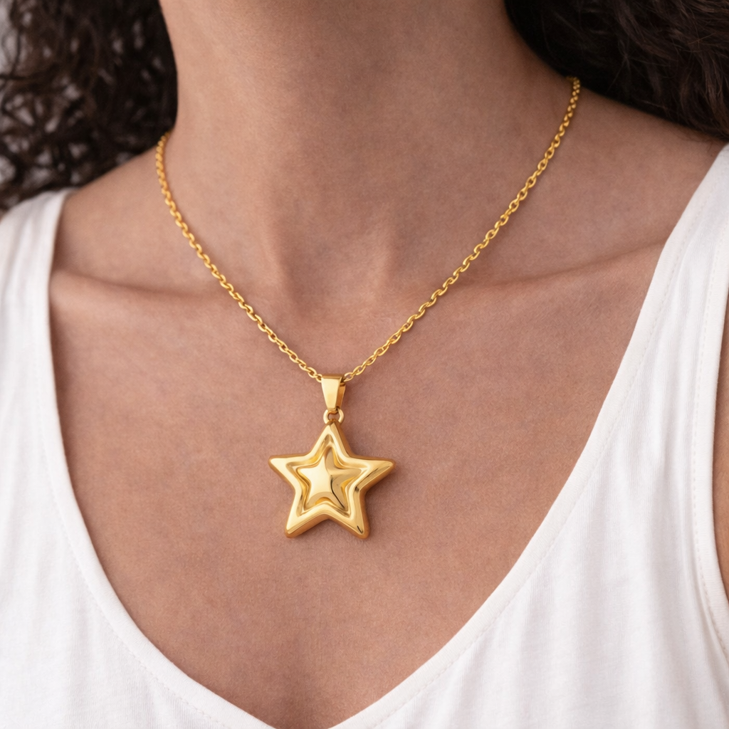 Colar Delicatta Estrela do Mar Banhado a Ouro 18K