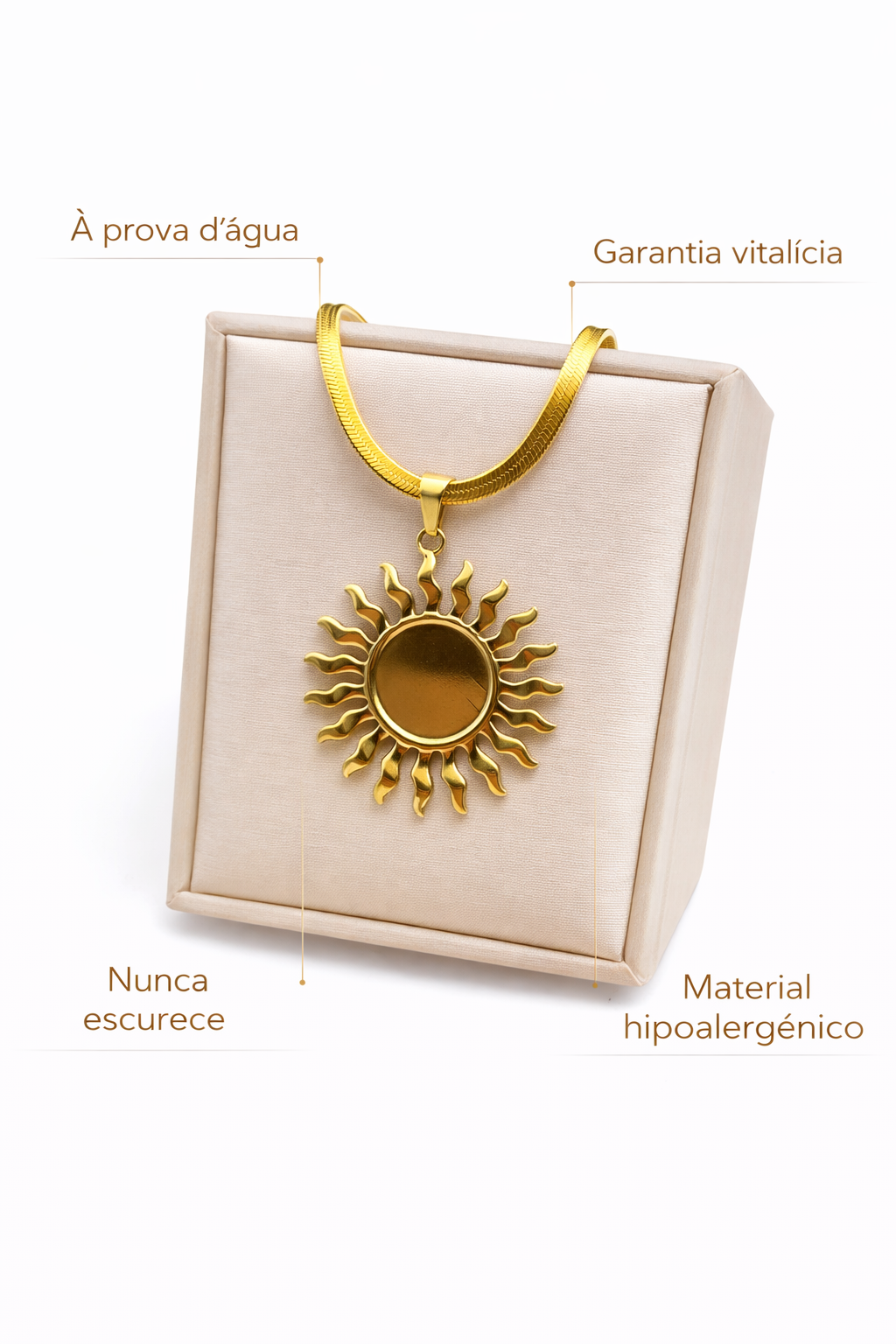 Colar Raio de Sol Minimal Banhado a Ouro 18K