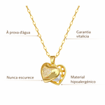 Colar Folhagemcom Coração Banhado em Ouro 18k