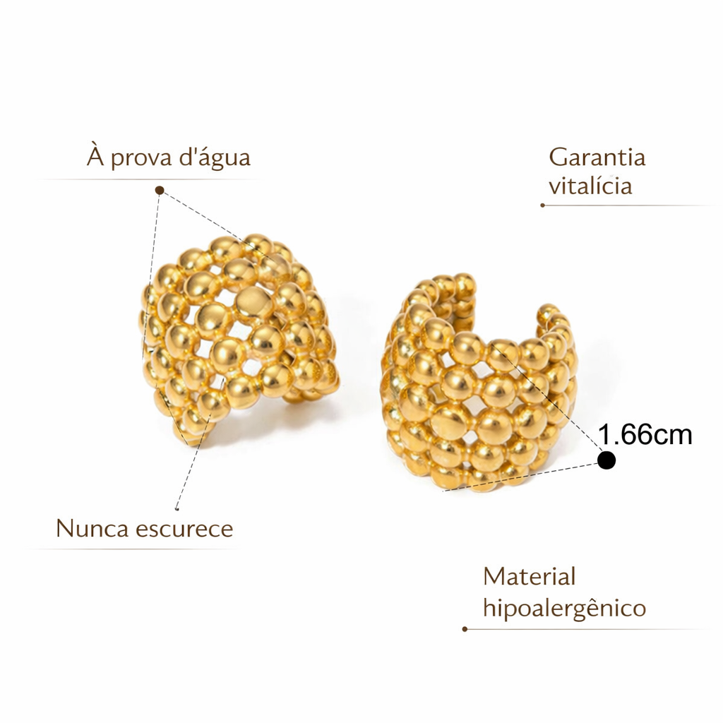 Brincos de Pressão Ear CuffBanhado a ouro 18k