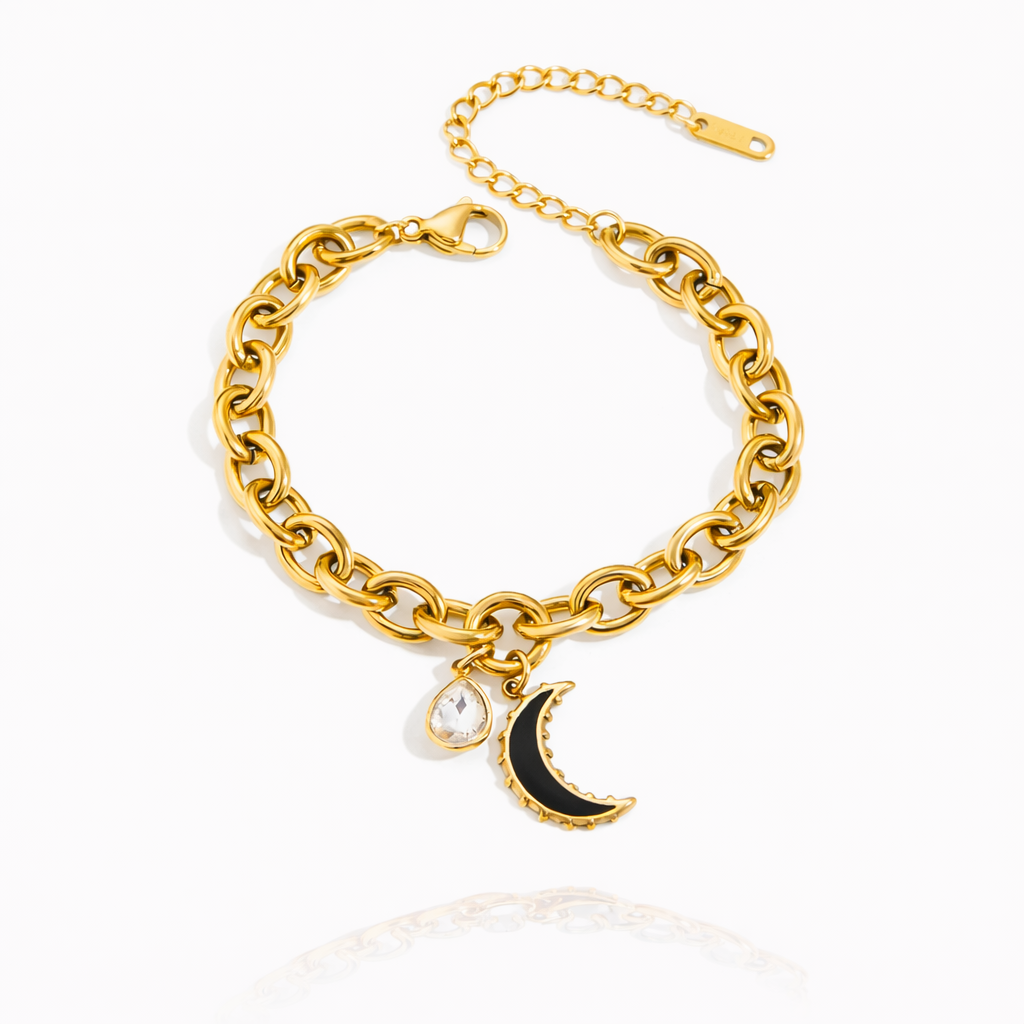 Bracelete Lua Banhado a Ouro 18K