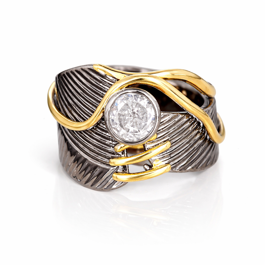 Anel Cosmos Banhado a Ouro 18k Premium
