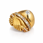 Anel Feminino Cravejado Banhado em Ouro 18K