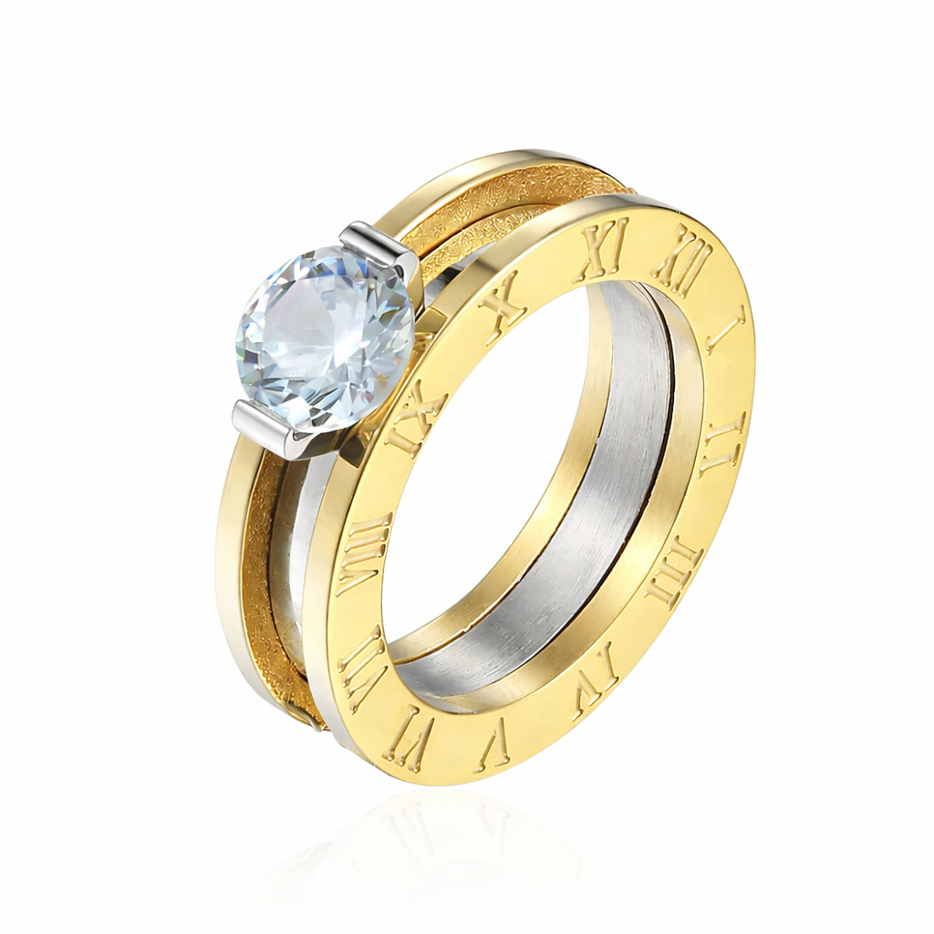 Anel Algarismos RomanosBanhado a Ouro 18K