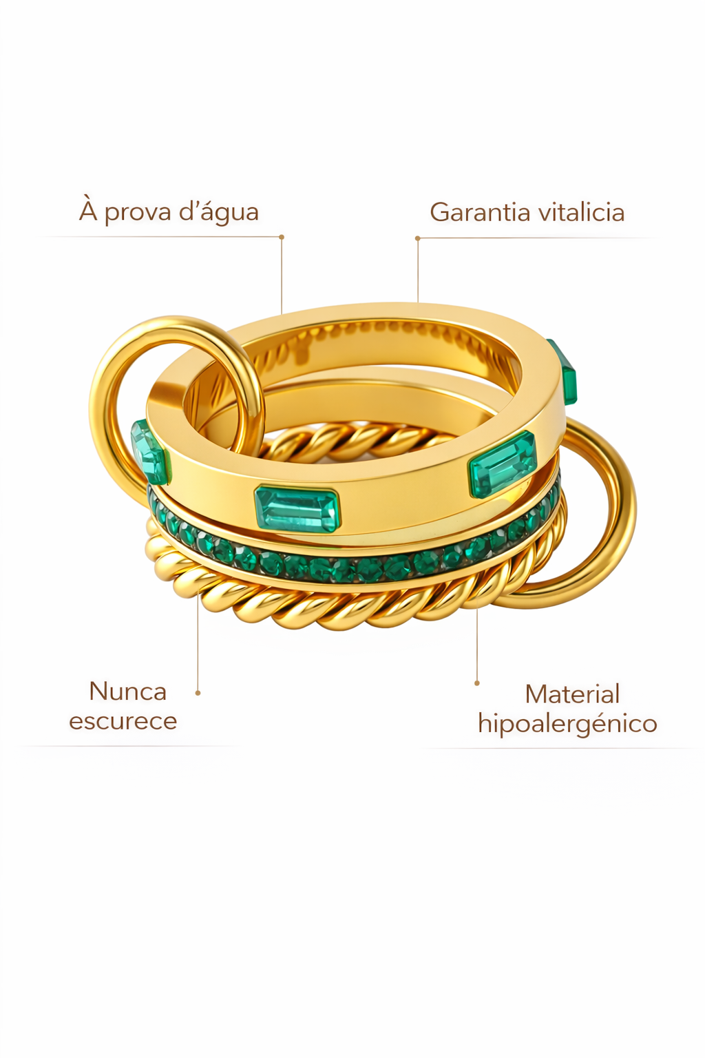 Anel Noble Banhado a Ouro 18k Premium