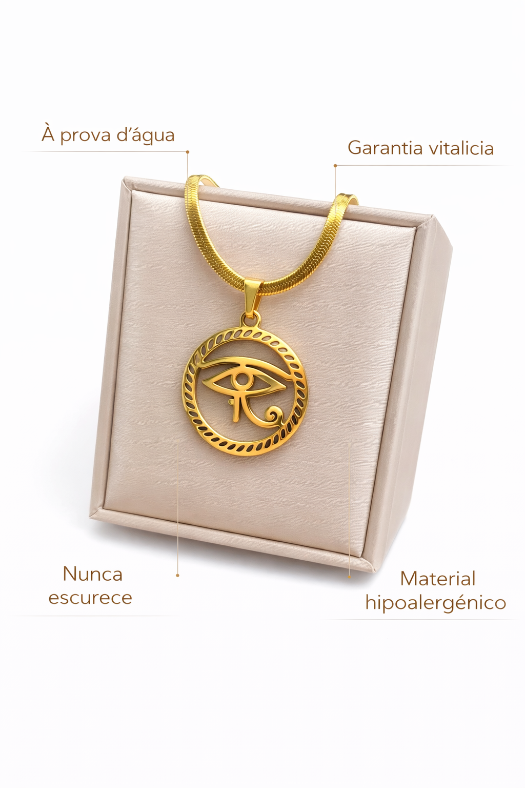 Colar Olho de Hórus Minimal Banhado a Ouro 18K