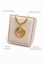 Colar Olho de Hórus Minimal Banhado a Ouro 18K