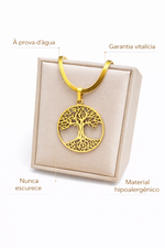 Colar Minimal Arvore da Vida Banhado a Ouro 18K