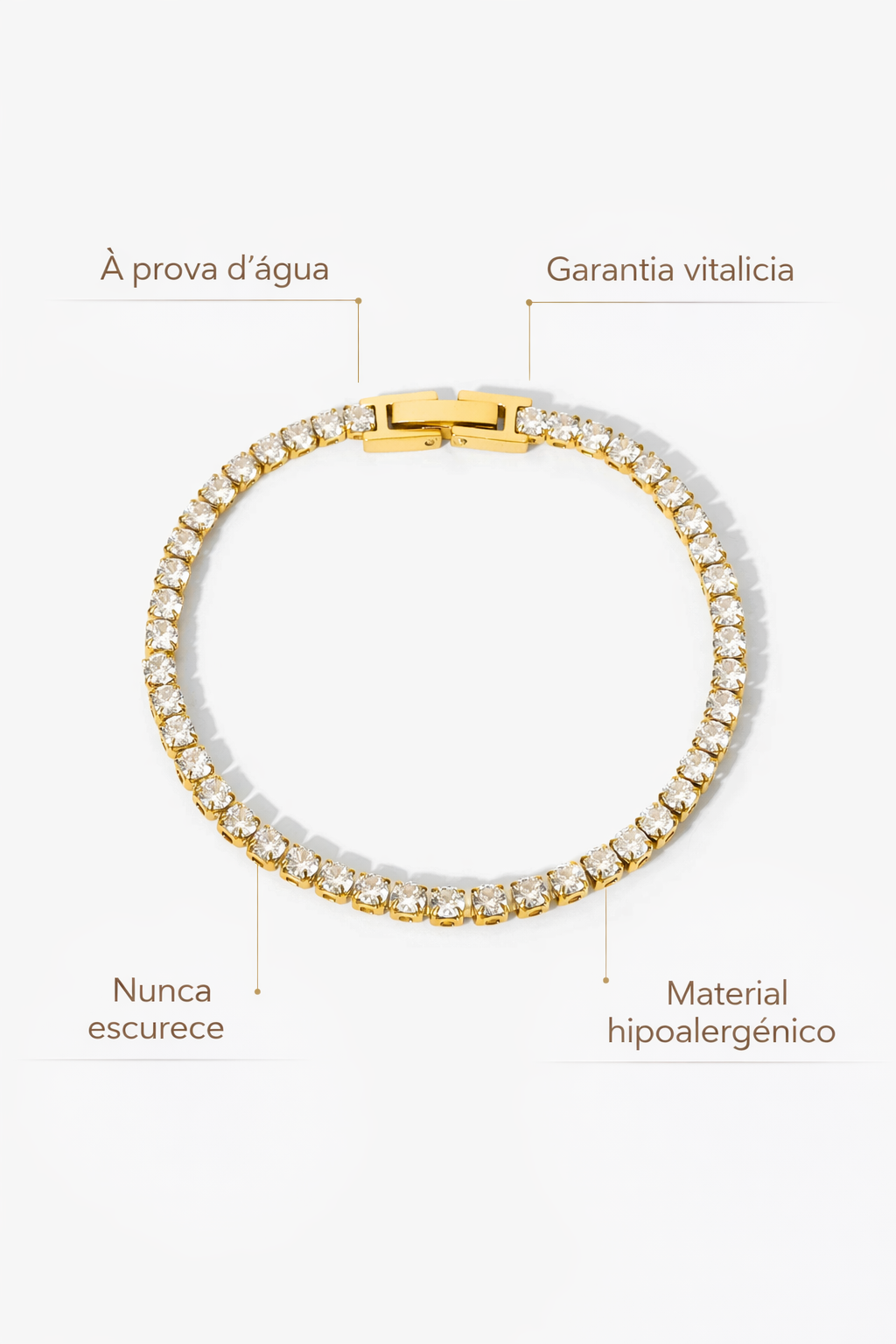 Bracelete Estrelado Minimalista Feminino Ouro 18K