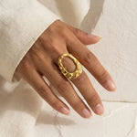 Anel Caldera Hammered Banhado a Ouro 18K