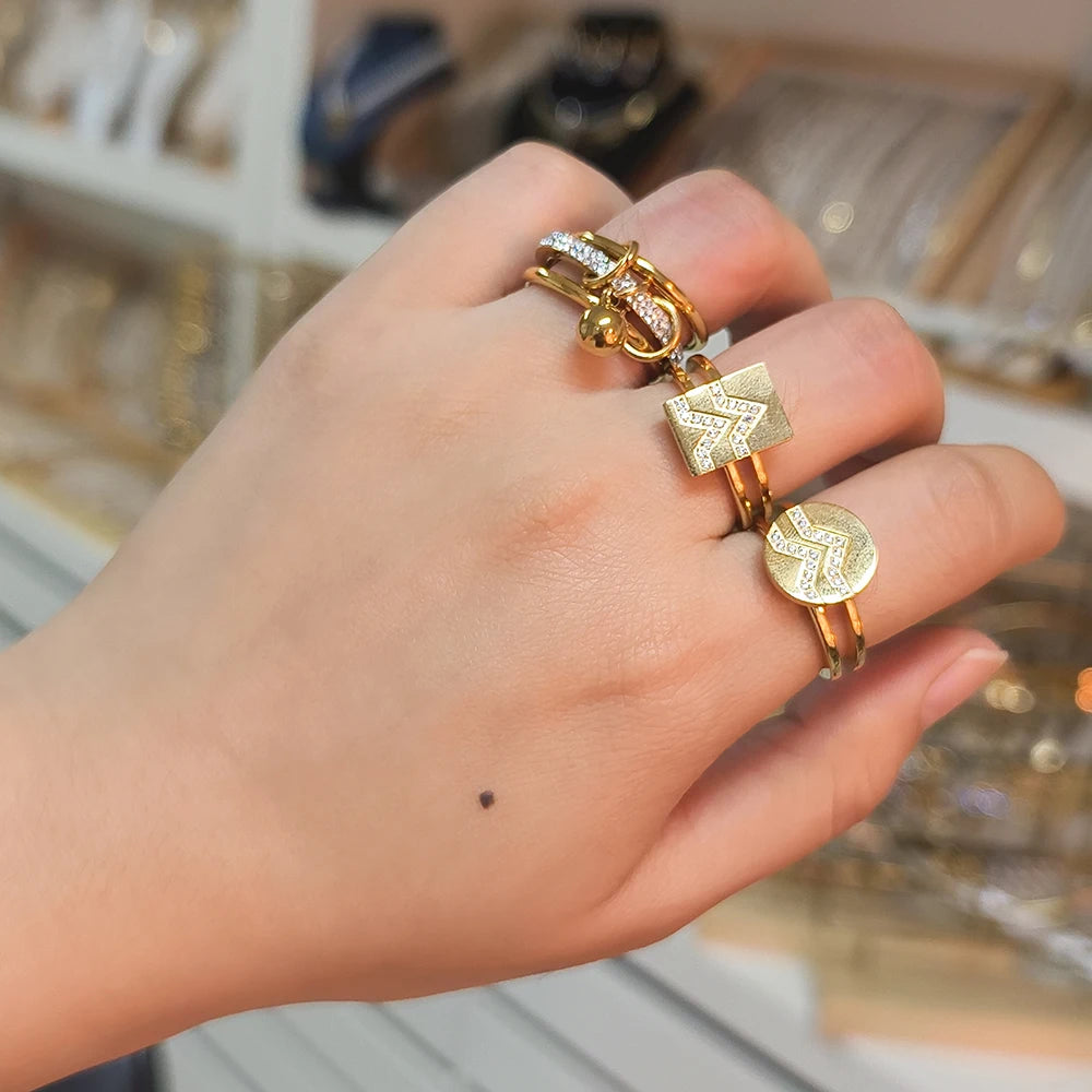 Anel Sovereign Feminino Banhado em Ouro 18k