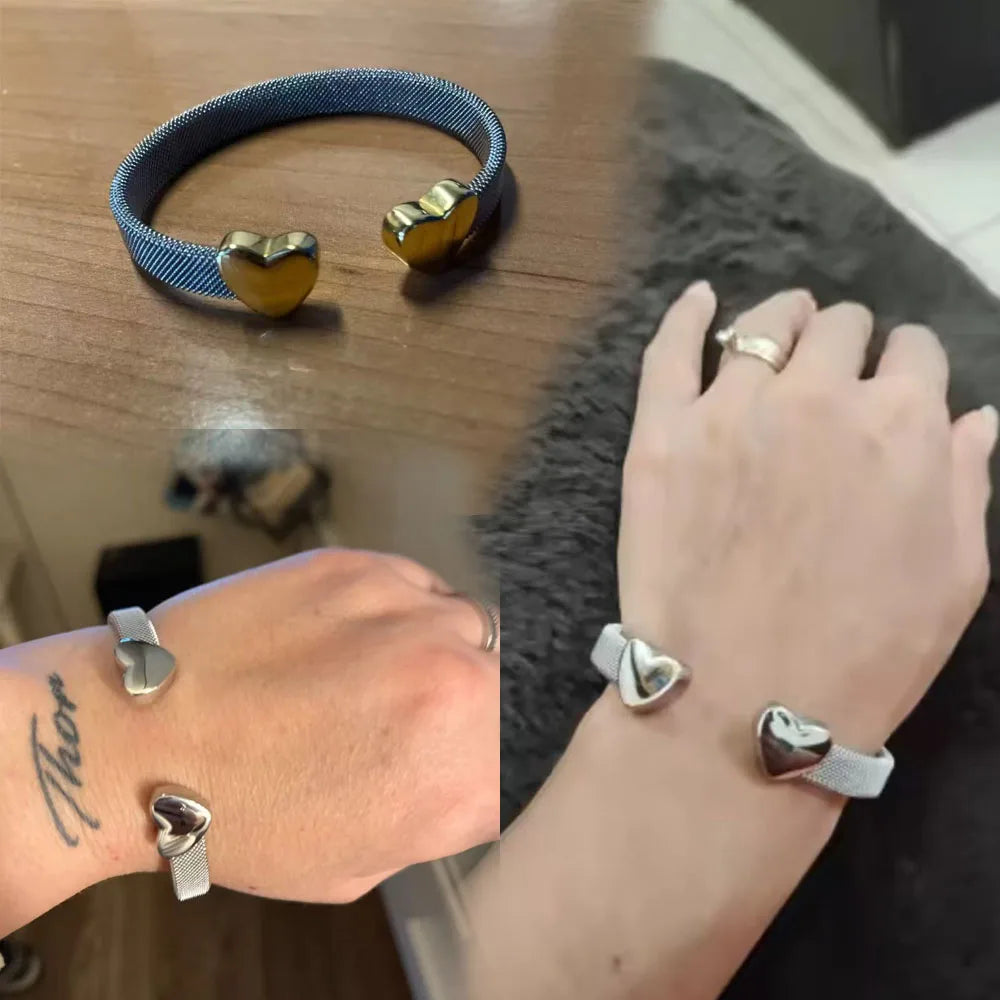 Bracelete Mesh Corações Banhado a Ouro 18K