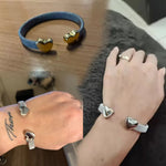 Bracelete Mesh Corações Banhado a Ouro 18K