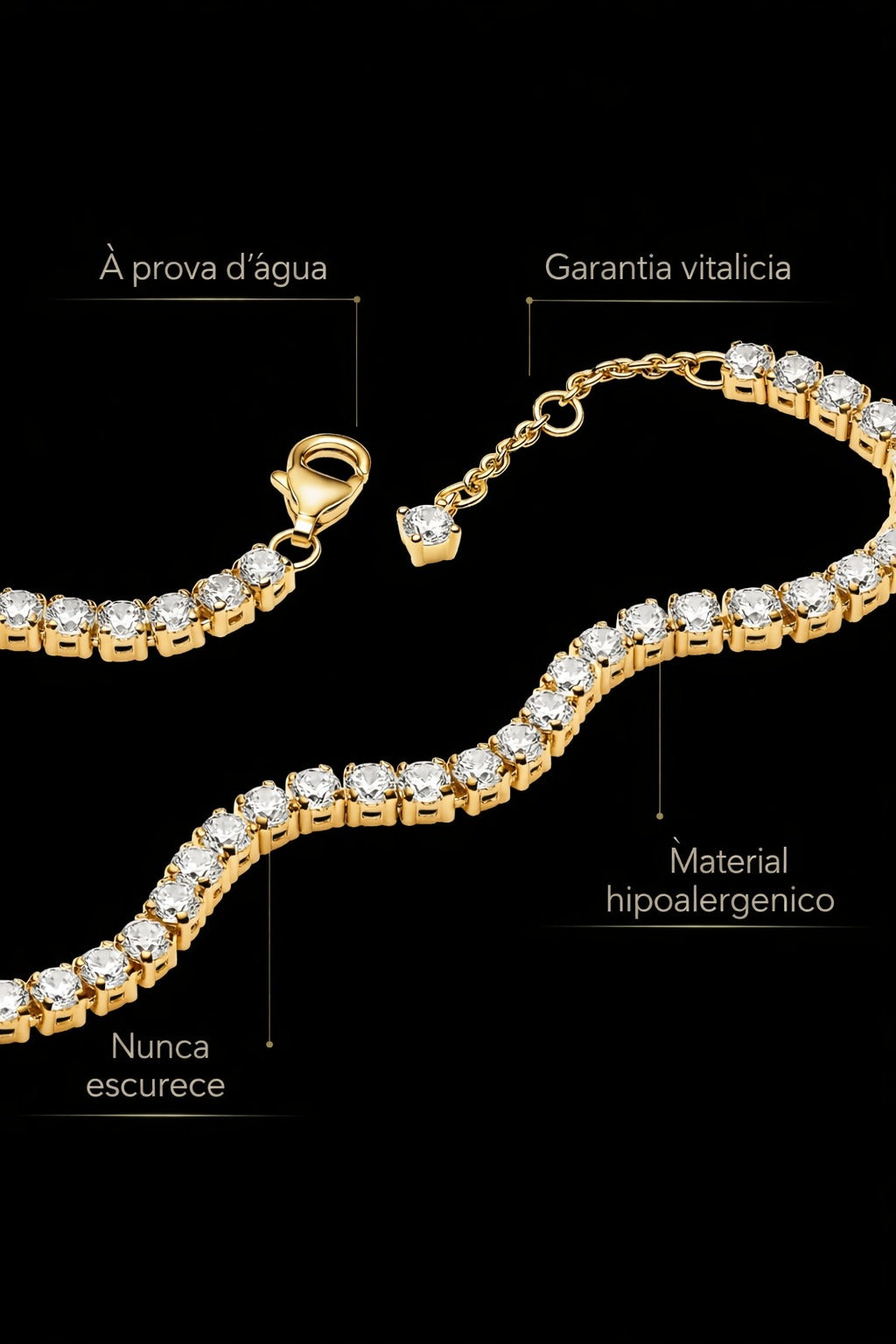 Bracelete Feminino Estrelado Banhado em Ouro 18K
