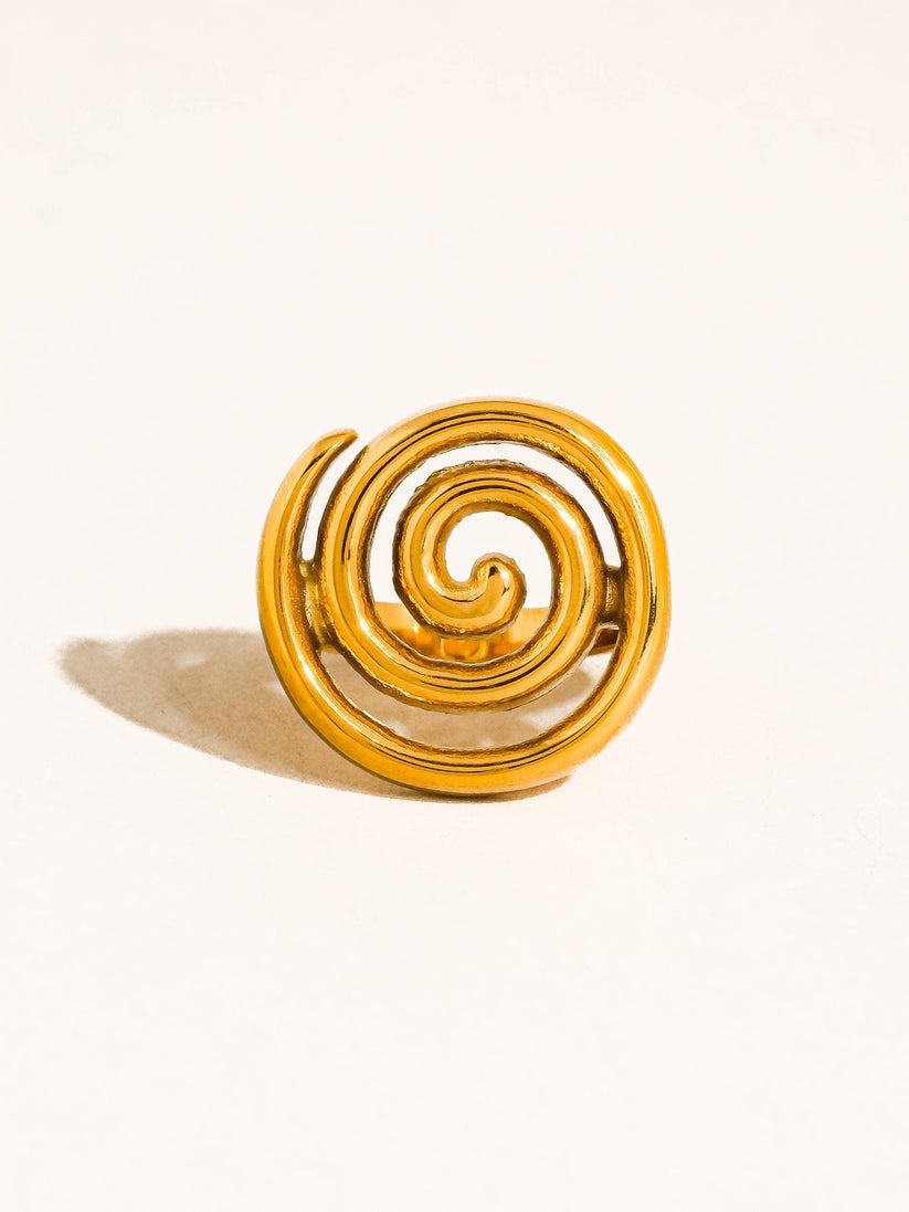 Anel Caracol Banhado a Ouro 18K