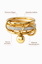 Anel Sovereign Feminino Banhado em Ouro 18k
