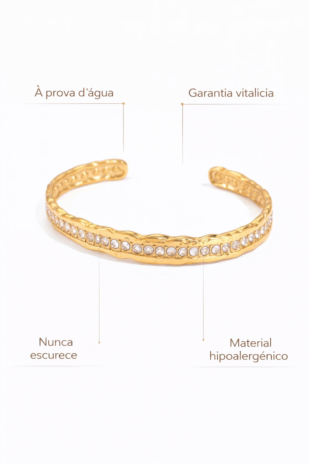 Bracelete Infinite Cravejado Banhado a Ouro 18K