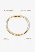 Bracelete Estrelado Minimalista Feminino Ouro 18K