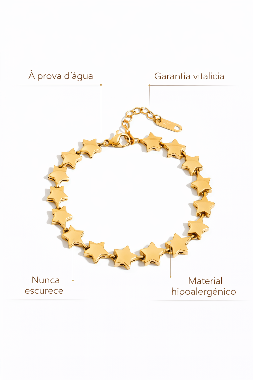 Bracelete Estrelas Delicadas Banhado em Ouro 18K
