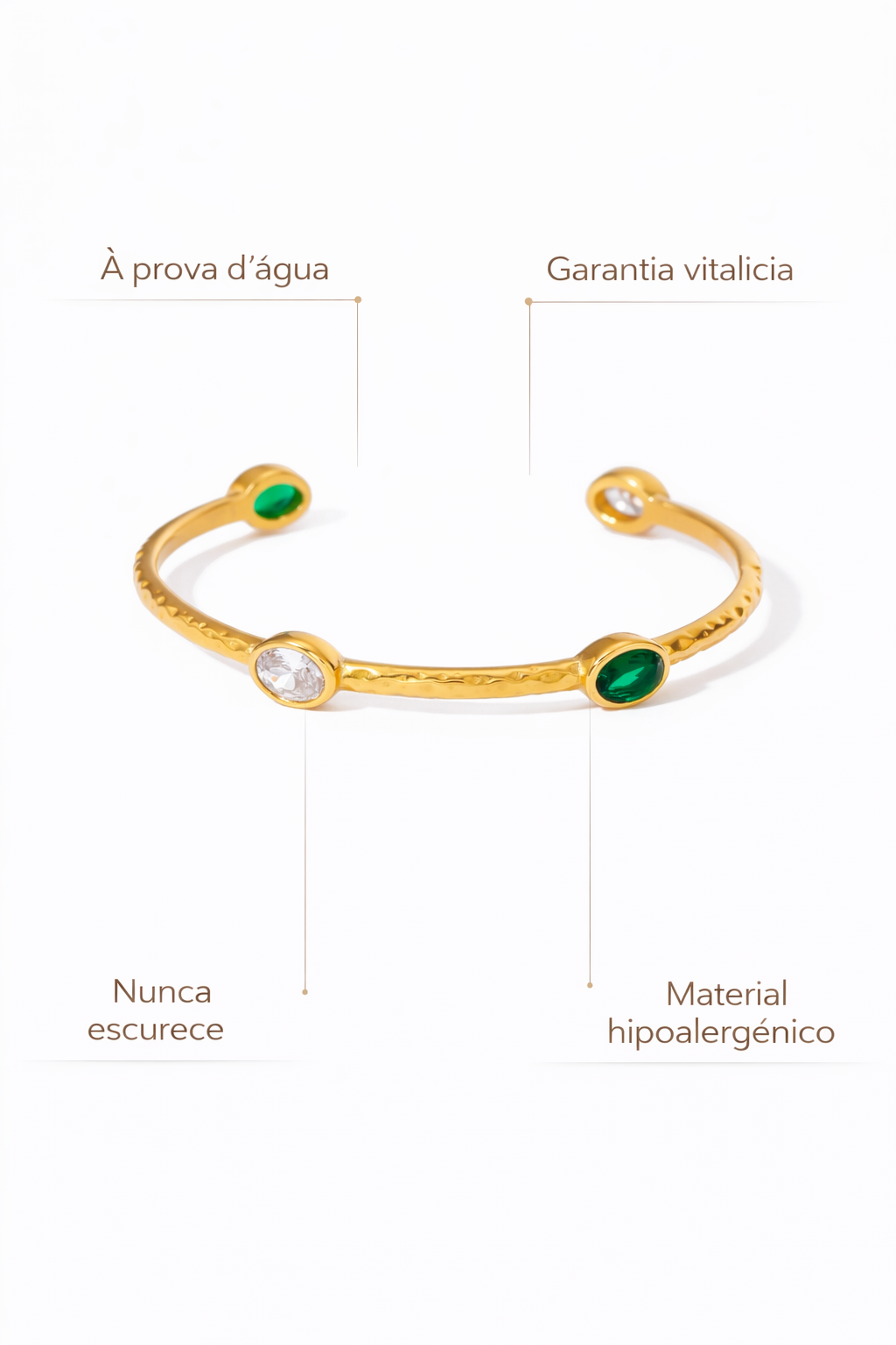 Bracelete Elegora Cravejado Banhado a Ouro 18K