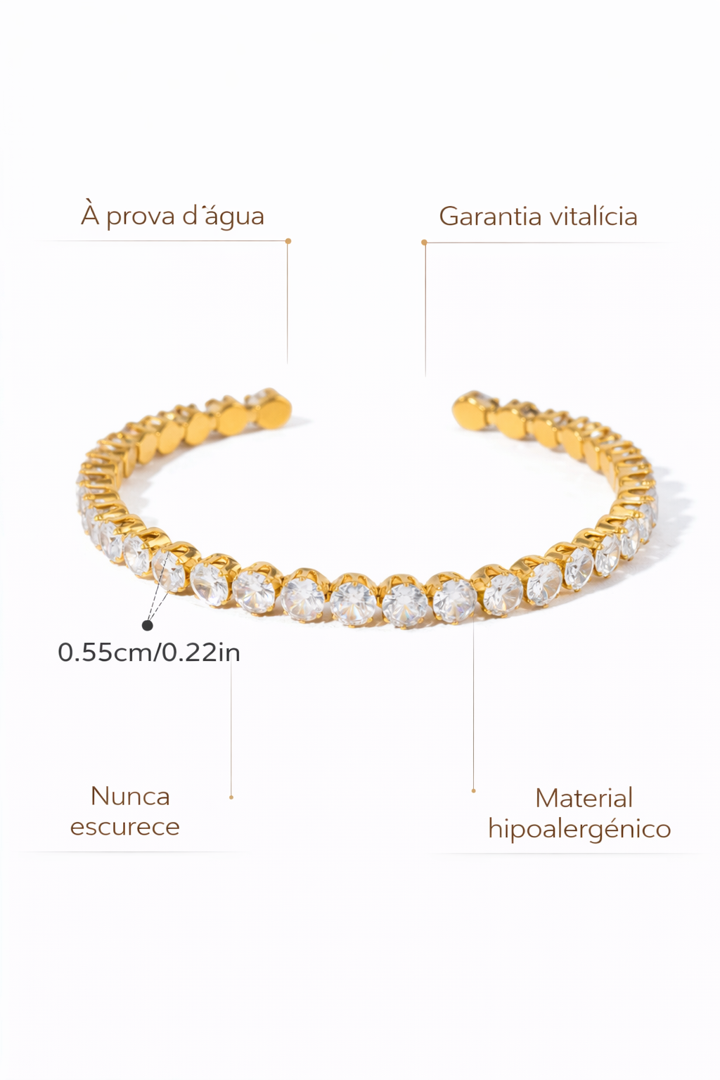 Bracelete Cosmos Cravejado Banhado a Ouro 18K