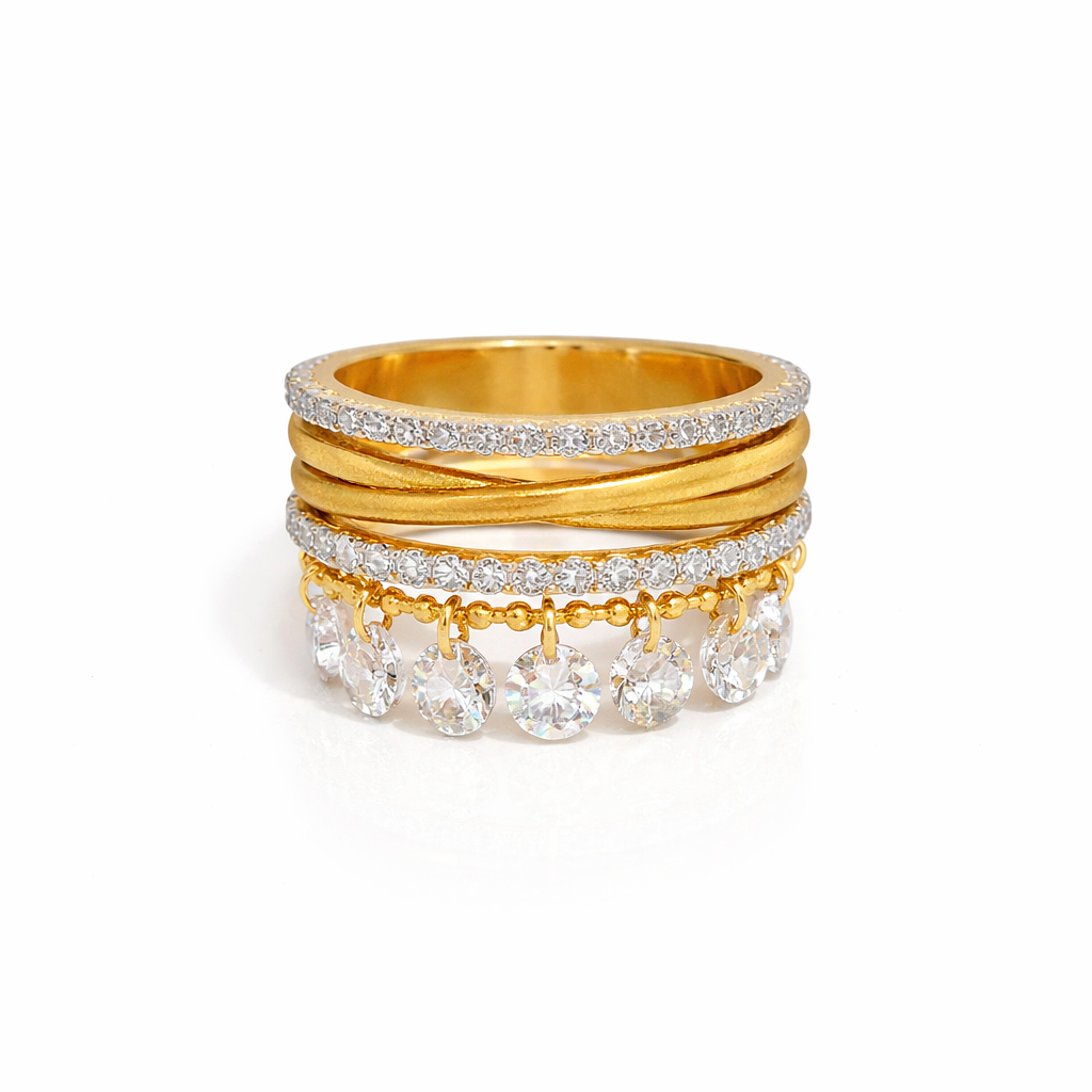 Anel Orbit Constelação Banhado a Ouro 18k Premium