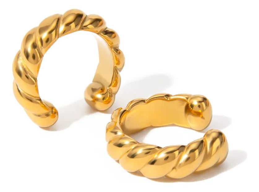 Brincos de Pressão Cordas entrelaçadasBanhado a ouro 18k