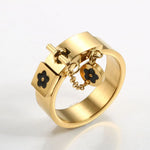 Anel Aurora Cadeado Feminino Banhado Ouro 18k