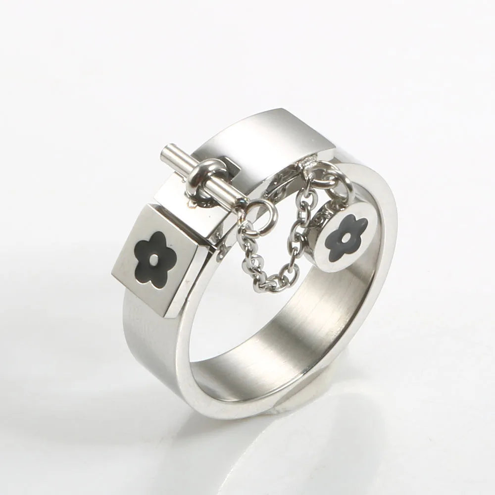 Anel Aurora Cadeado Feminino Banhado Ouro 18k