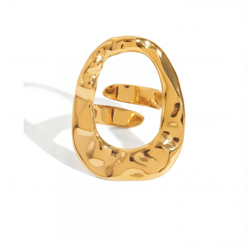 Anel Caldera Hammered Banhado a Ouro 18K