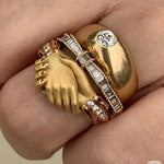 Anel Feminino Cravejado Banhado em Ouro 18K