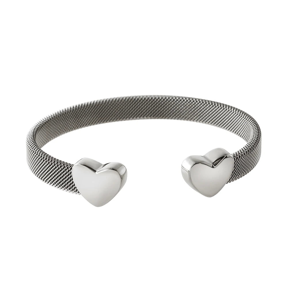 Bracelete Mesh Corações Banhado a Ouro 18K