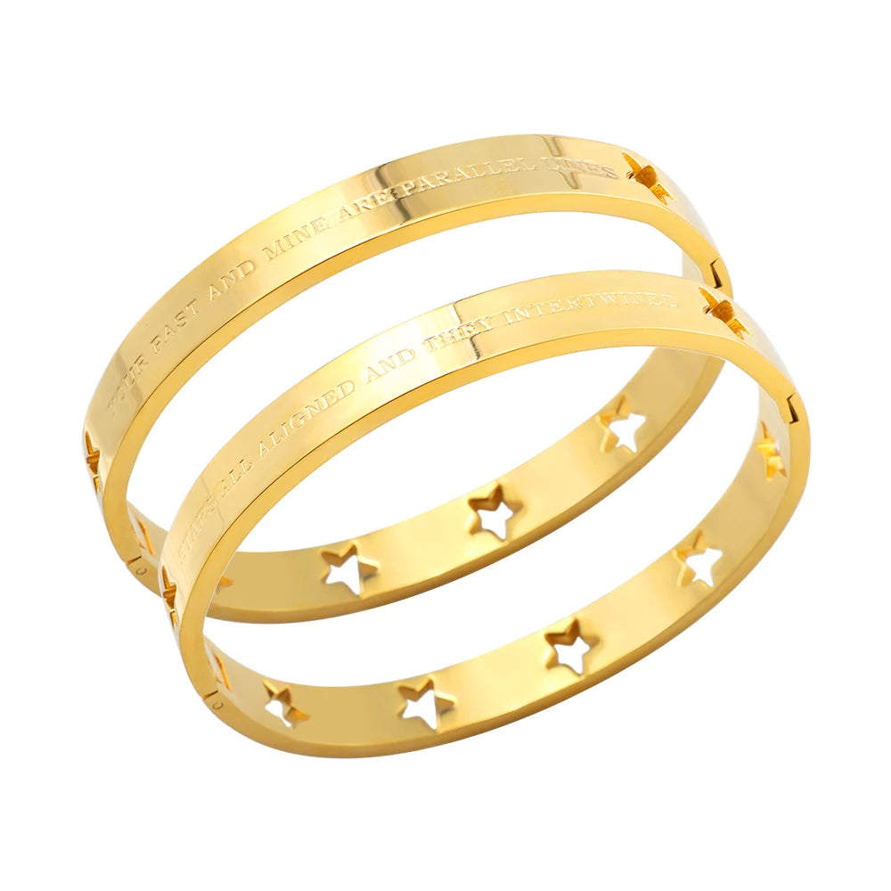 Conjunto Braceletes Estrelas Vazadas em Ouro 18k