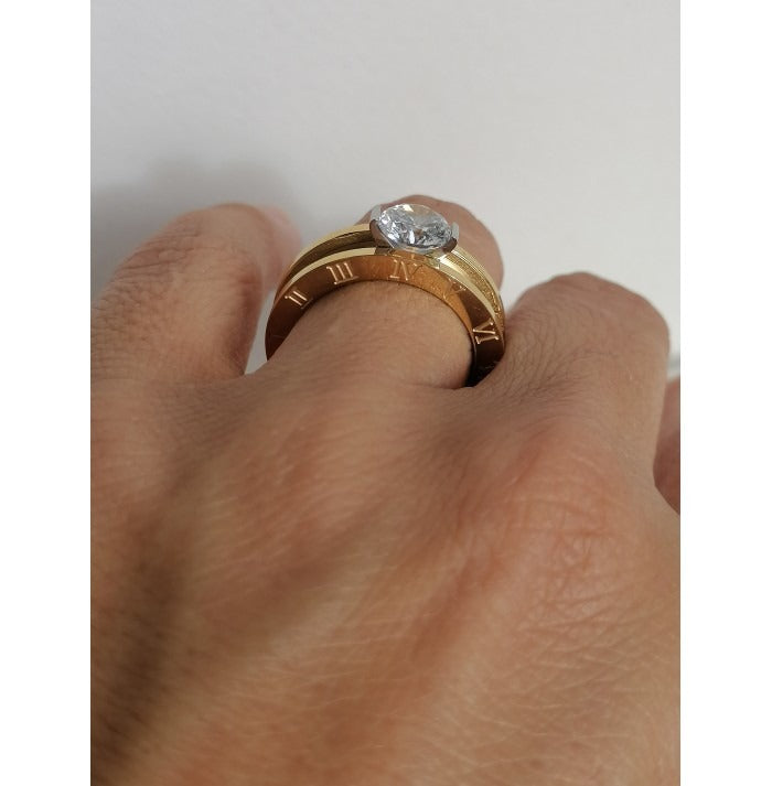 Anel Algarismos RomanosBanhado a Ouro 18K