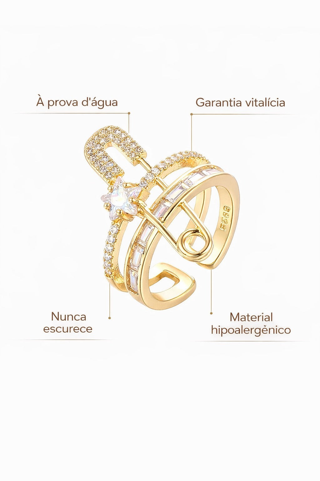 Anel Imperiale Ouro 18k Banhado Luxo